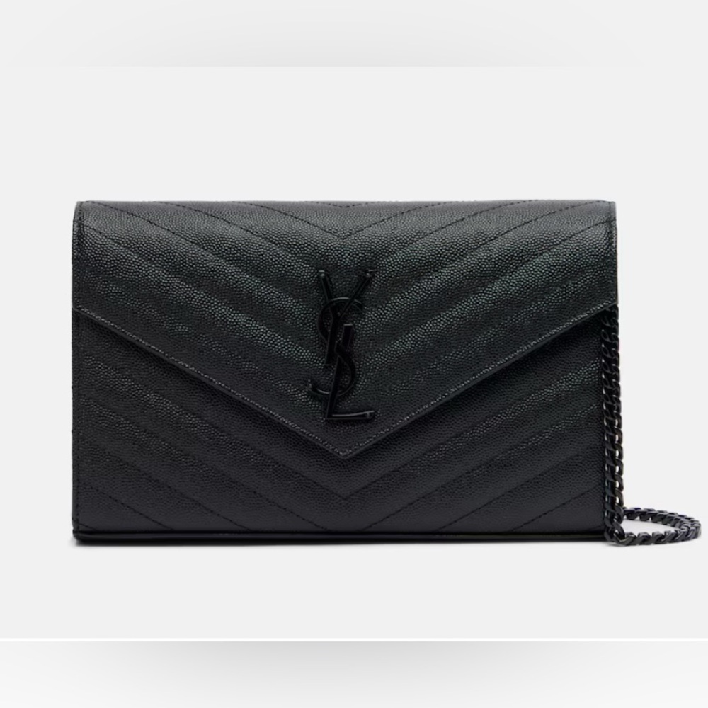 Rare Black on Black Yves Saint Laurent Wallet-On-Chain Medium Black on Black 🖤